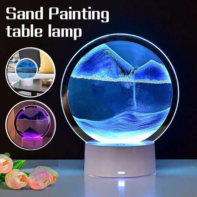 Quadro Sabbia Mobile 3D - Decorazione Zen Per Scrivania Con Sabbia Fluida E Base Legno