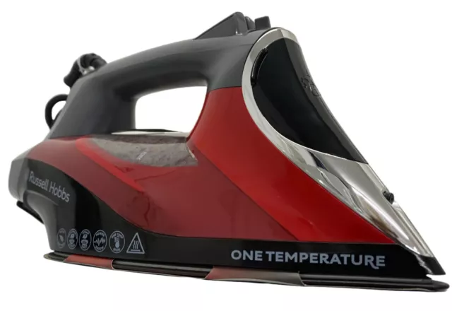 Russell Hobbs One Temperature Steam Iron 210gm Steam Shot 2600W Red-Black 25090