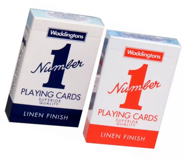 New Waddingtons No.1 Classic Playing Cards Twin Pack Red & Blue Poker Game