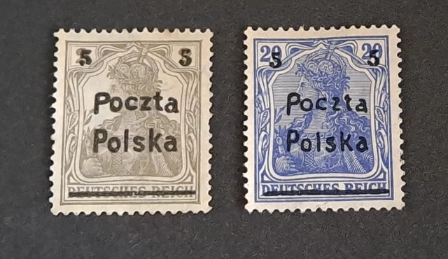 1918/19 Poland Poznan Issue Poczta Polska Overprint on Germania Stamps