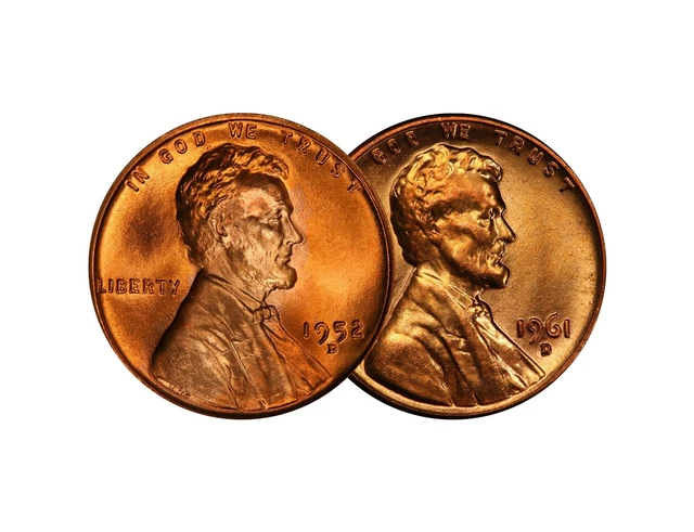 1952 D 1961 D Lincoln Wheat Memorial Cent 1c Brilliant Uncirculated 2 Set
