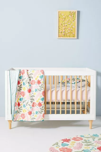 Juliet Meeks Quilt Blanket Anthropologie Toddler Floral Garden Party 38x 50" NEW