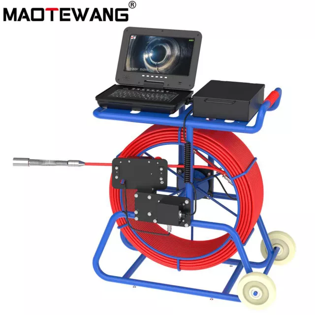 9mm Sewer Pipe Inspection Camera 10'' Screen+Self-Leveling 512HZ with brake 50M