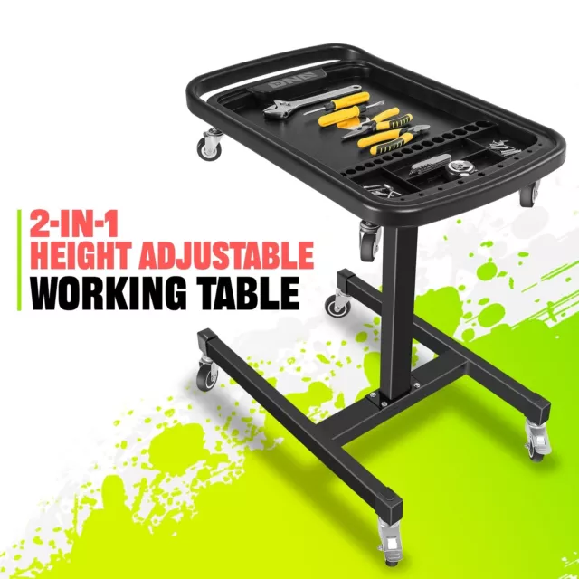 2-In-1 Sturdy w/ 360° Rolling Casters Adjustable Storage Working Table Durable