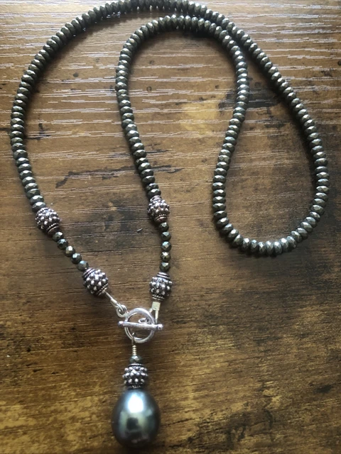 Tahitian Pearl & Faceted Iron Pyrite & Karen Hilltribe Silver Accents.