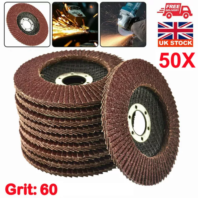 100x Pretec Flap Grinding Sanding Discs 115mm 4.5" Angle Wheel 40 60 80 120 Grit 3