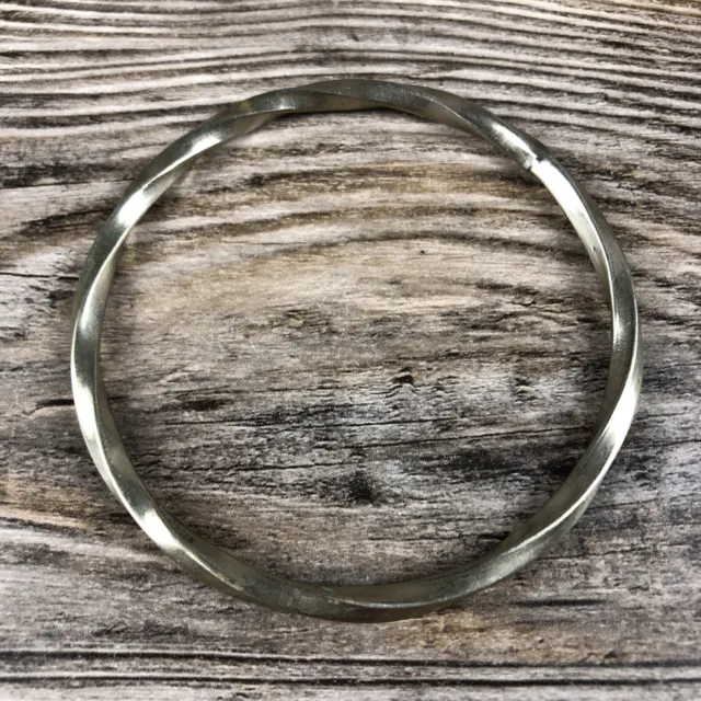 Vintage Taxco Twisted Turned Sterling Silver Bangle Bracelet Mexico