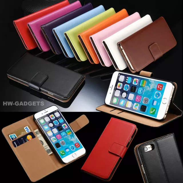Genuine Real Leather Slim Flip Wallet Case Cover For Apple iPhone SE