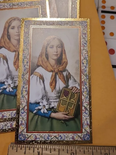 10 Each Prayer in honor of Saint St. Dymphna - gold trim - Paperstock Holy Card