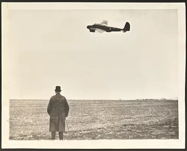 1941 Photo Type 1-WWII Winston Churchill Watches Flying Fortress Bomber Take Off