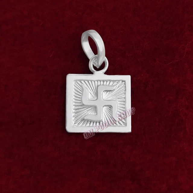 Square Shape Swastika Pendant in Pure Silver Ompoojasho Square Shape Swastika Pendant in Pure Silver Ompoojasho