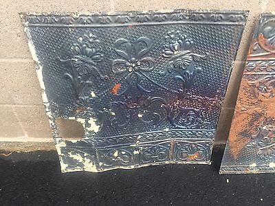 GORGEOUS antique VICTORIAN tin ceiling pressed edge pattern 5- 24" sq pcs AS IS 2