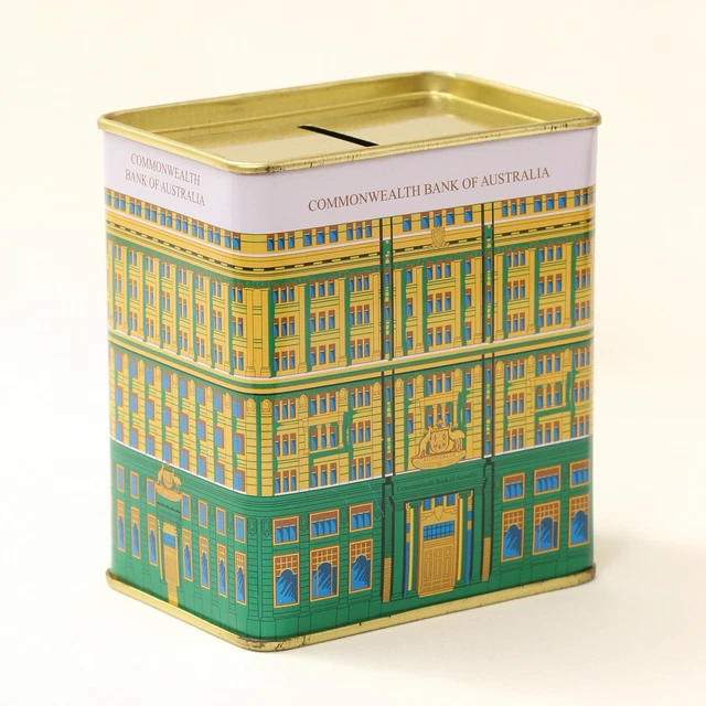 VINTAGE COMMONWEALTH BANK of Australia Building Tin Money Box 16.10