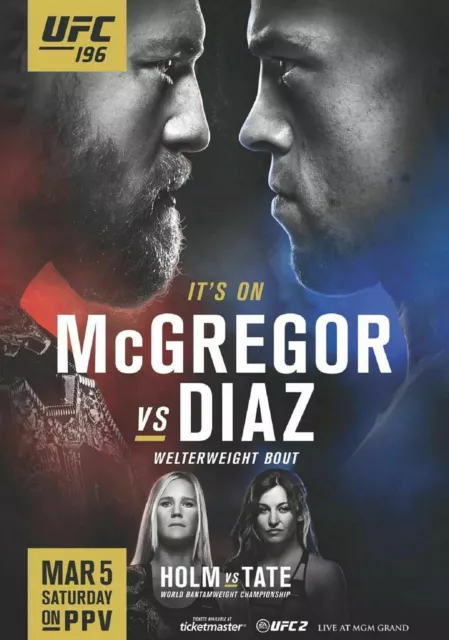 Poster UFC 196 Conor McGregor vs Nate Diaz 260gsm varie misure
