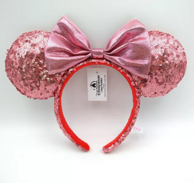 Disney Parks Light Purple Bow Sequins Minnie Ears Gift Mouse New Cos Headband