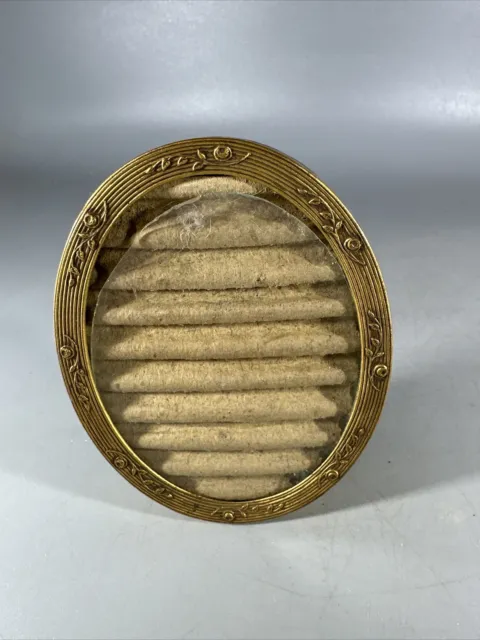 Antique Miniature Oval Picture Frame Brass with Wire Stand 1908 4x3