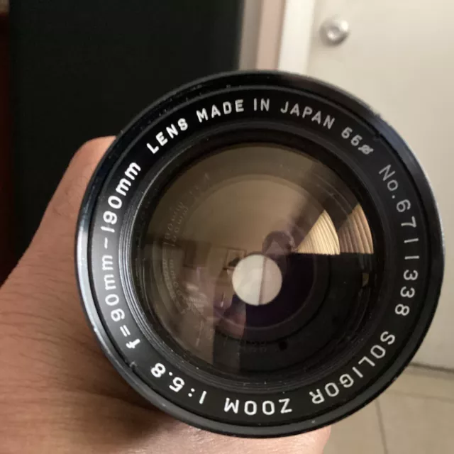Soligor 1:5.8 f=90 mm-190 mm  Zoom Camera Lens Minolta MC w/KALT UV 55mm filter