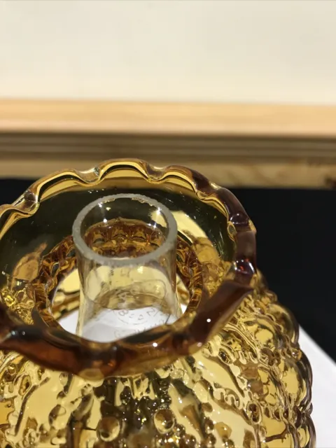 Miniature Amber Glass Diamond Quilt pattern Miniature Oil Lamp Shade 4" base 9