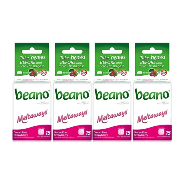 Gas Prevention Strawberry Flavored Meltaways 15 Tablets (Pack of 4)