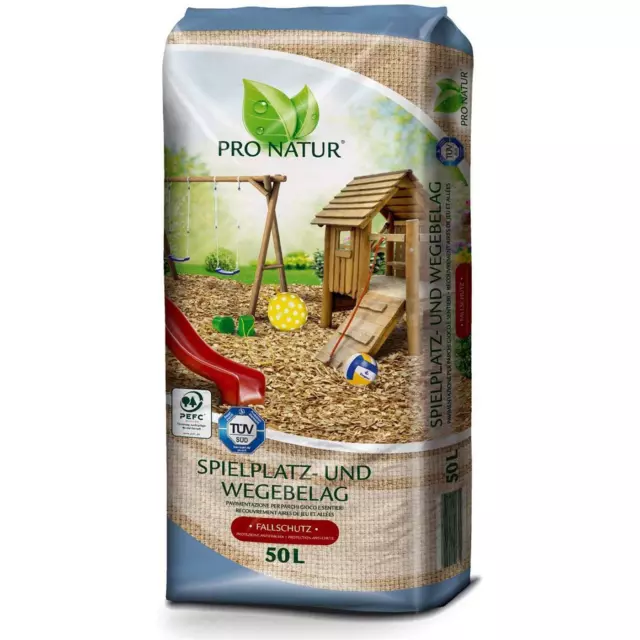 PRO NATUR Spielplatz und Wegebelag Holz Fallschutzbelag Holzhackschnitzel 50L