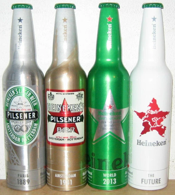 HEINEKEN 4 Alu Bottle cans 2012 Limited Edition set from HOLLAND (47cl) Empty !!