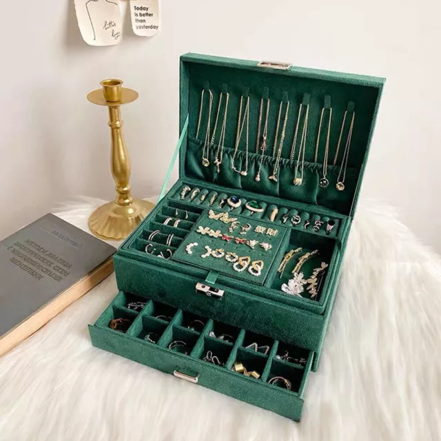 LARGE JEWELLERY BOX Rings Necklaces Bracelets Jewelry Storage Organiser ...
