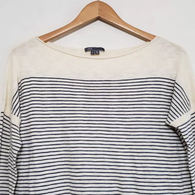 Vince Striped Boatneck Sweater Cotton Womens Small Pullover Tunic 2