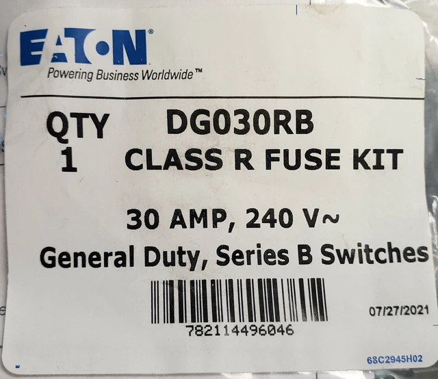 Eaton - Cutler Hammer - DG030RB Fuse Adapter Kit, 30A, 240V, Type R