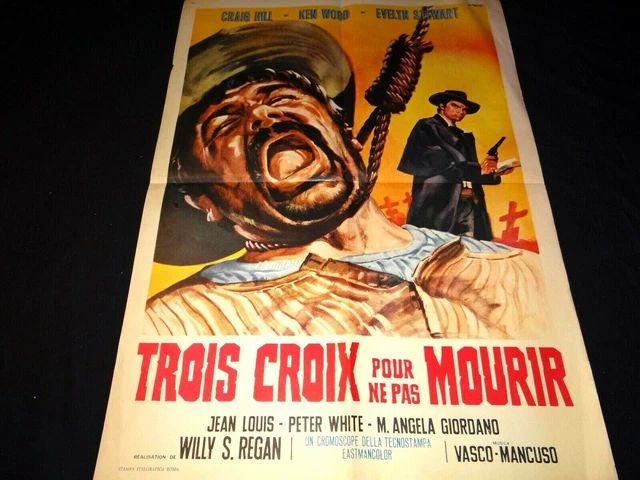 TROIS CROIX POUR NE PAS MOURIR Sergio Garrone affiche cinema western