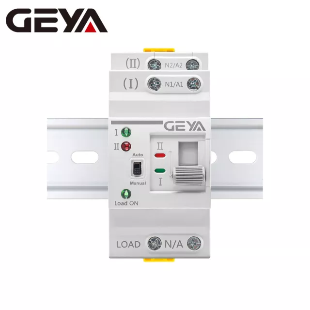 GEYA Mini Dual Power Automatic Transfer Switch Grid to Alternator 2P 63A 220V