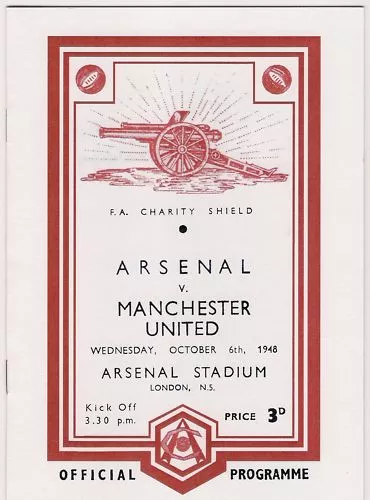 Reprint**Charity Shield 1948**Arsenal V Manchester United**Rare Reprint***