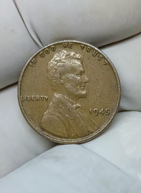 1945 No Mint Mark Wheat Penny Circulated  1c US Coin RARE WITH "L" ON EDGE