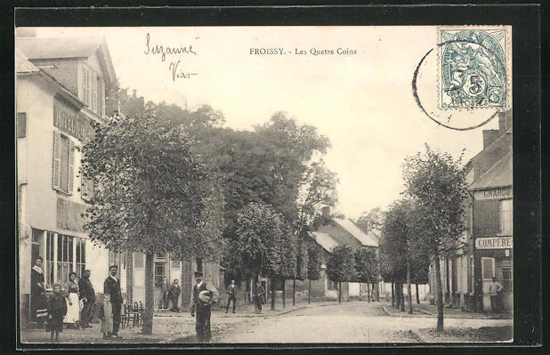 CPA Froissy, Les Quatre Coins, street view