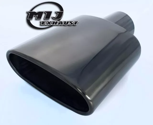Oval Exhaust Tail Pipe Black Chrome Slash Cut Stainless Steel Quality Trim Tip