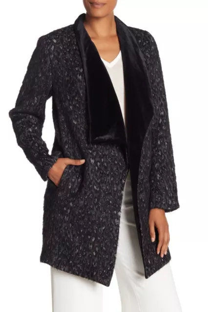 Elie Tahari Christina Leopard Print Shawl Coat size Small retail $498