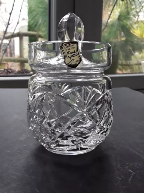 Lead Crystal Hand Cut Lidded Preserve Jar - Made in Poland                (2111)