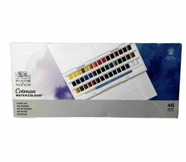 Winsor & Newton 0390471 Cotman Half Pan Studio-Aquarellfarben Set, 46 teilig