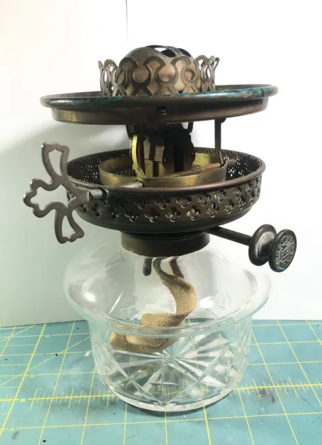 Antique HINKS No 1 DP Clear Glass Font Tank Oil Lamp Kerosene Hanging MUSHROOM