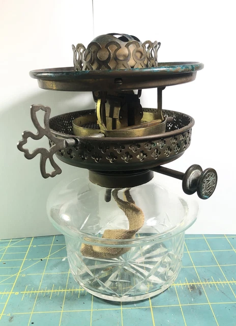 Antique HINKS No 1 DP Clear Glass Font Tank Oil Lamp Kerosene Hanging MUSHROOM