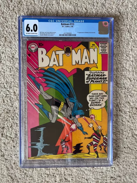 BATMAN #113 CGC 6.0 OW-WP 1st app Fatman Batman Zur-En-Arrh RARE HTF Key 1958 DC