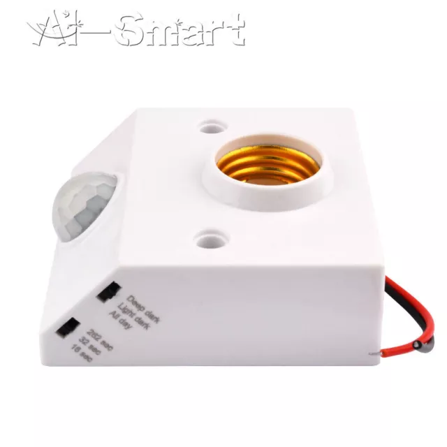 AC 110-240V Infrared IR PIR Motion Sensor Lamp Holder Socket Light Bulb E27 UK 2