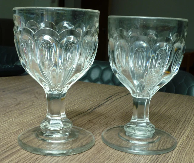PAIR ANTIQUE 19THC VICTORIAN PRESSED GLASS RUMMER PUB TAVERN ALE ...