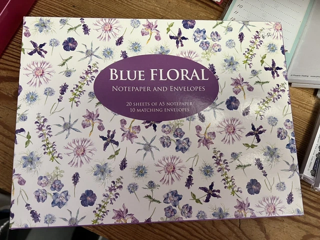 Phoenix Trading Writing Set Boxed  Blue Floral  Design Brand New