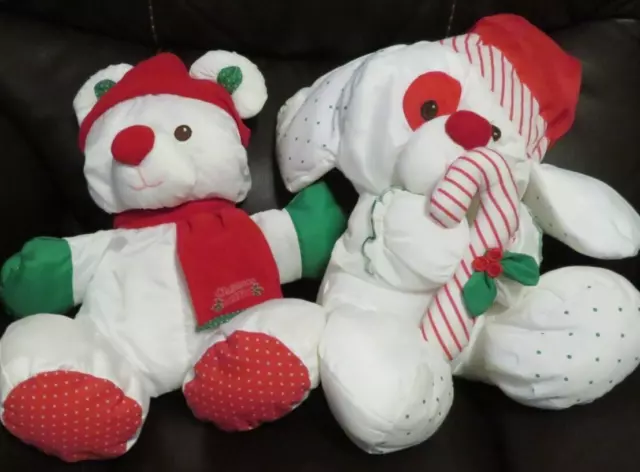 1988 Puffalump Christmas bear & puppy  lot Fisher Price Vintage Plush