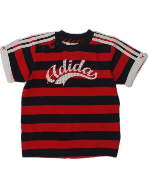 ADIDAS Baby Boys Graphic T-Shirt Top 6-9 Months Red Striped Cotton AR16