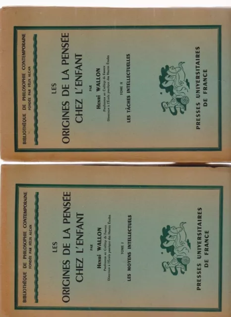 ( 2 BÄNDE ) Les Origenes de la Pensee chez l'enfant. Par Henri Wallon, Professeu