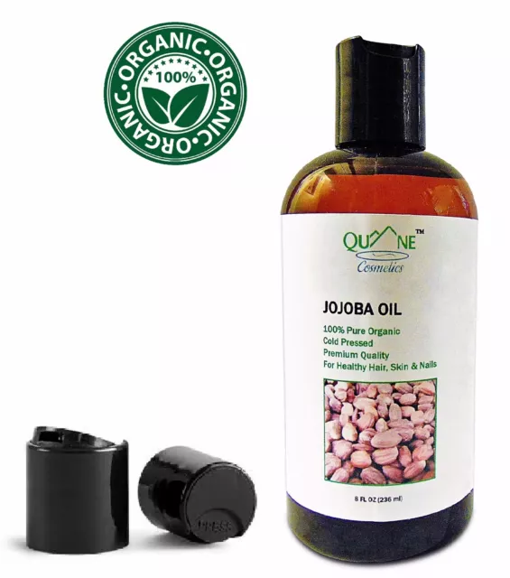 Quane Cosmetics Jojoba Oil Organic 100% Pure Unrefined for Skin Face & Hair 8 oz