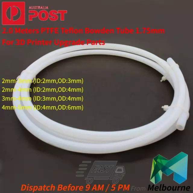 3D Printer Upgrade Parts 1 or 2 Meters PTFE Teflon Bowden Tube 1.75mm