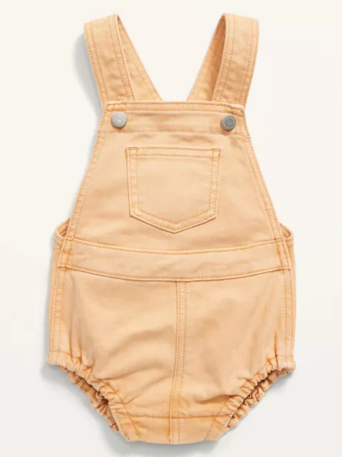 Old Navy Baby Girls Pop-Color Pale Peach Jean Romper Overalls Size 3-6 Months