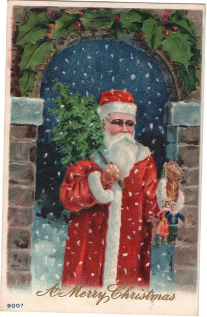 Vintage Santa Claus Postcard  Red Suited     Free Usps